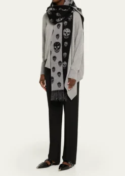 McQueenSkull Wool Cashmere Hooded Scarf