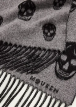McQueenSkull Wool Cashmere Hooded Scarf