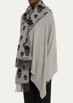 McQueenSkull Wool Cashmere Hooded Scarf