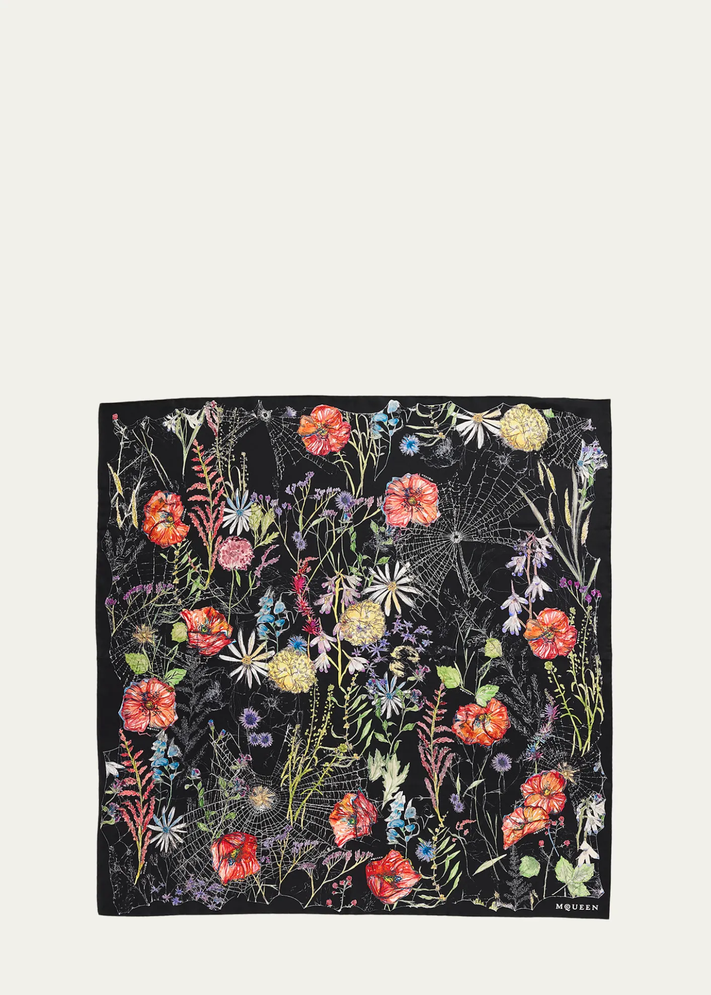 McQueenSpider Floral Silk Twill Scarf