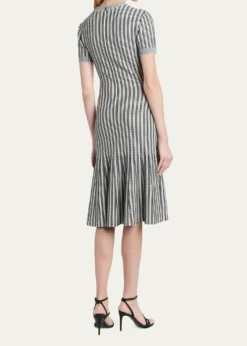 McQueenStriped Jacquard Knit Trumpet Midi Dress
