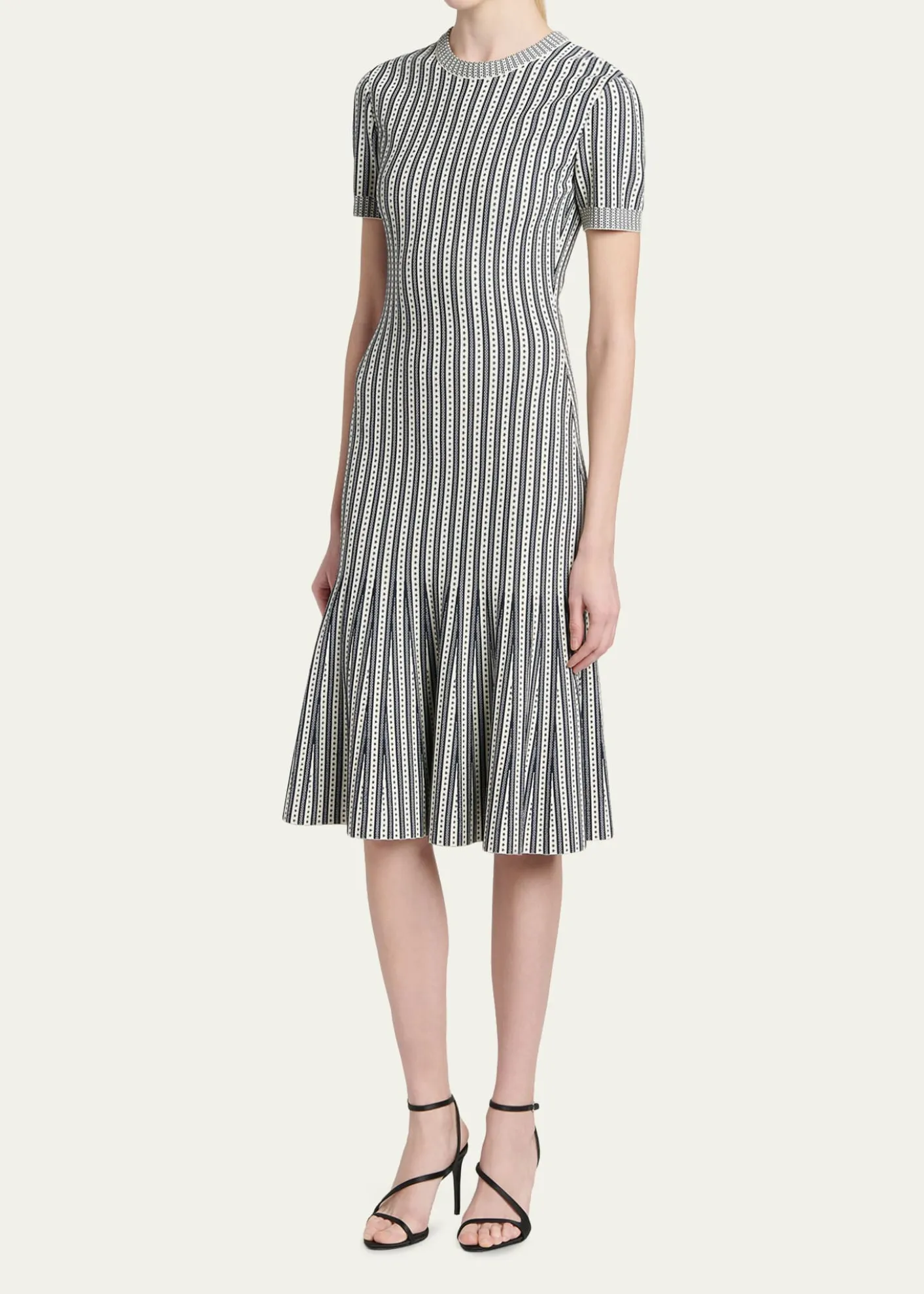 McQueenStriped Jacquard Knit Trumpet Midi Dress