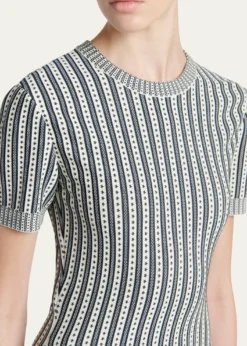 McQueenStriped Jacquard Knit Trumpet Midi Dress