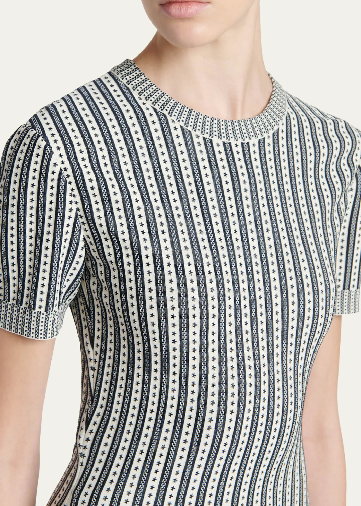 McQueenStriped Jacquard Knit Trumpet Midi Dress