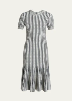 McQueenStriped Jacquard Knit Trumpet Midi Dress
