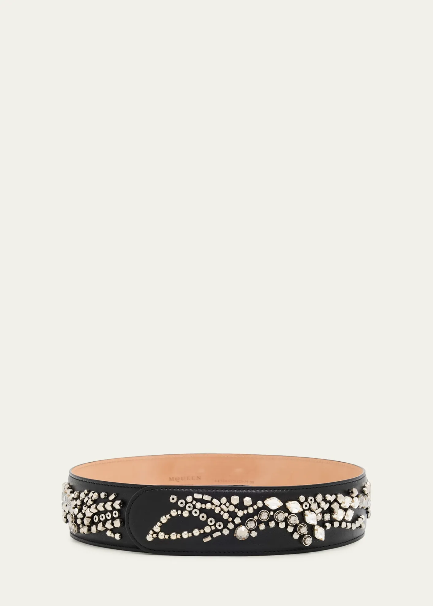 McQueenSunflower Crystal Embroidered Leather Belt