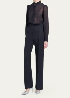 McQueenWishbone-Button Silk Chiffon Button-Down Blouse