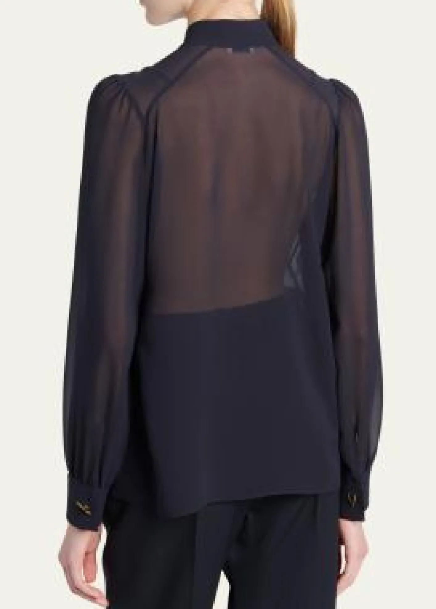 McQueenWishbone-Button Silk Chiffon Button-Down Blouse
