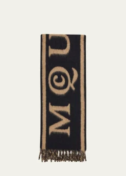 McQueenWool-Blend Logo Jacquard Scarf