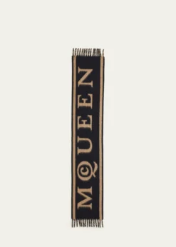 McQueenWool-Blend Logo Jacquard Scarf
