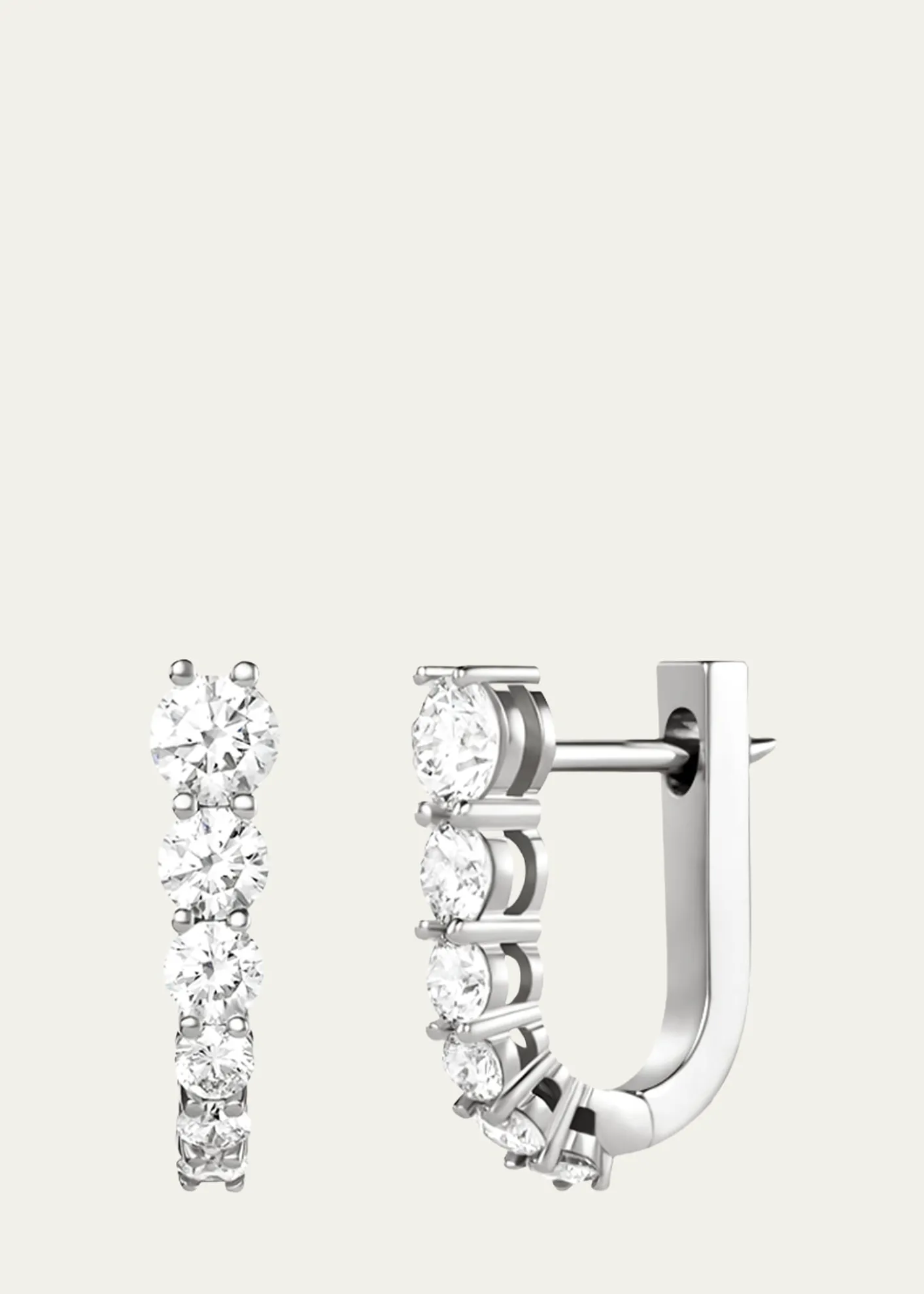 Melissa Kaye18K White Gold Aria U Huggie Hoop Earrings with Diamonds