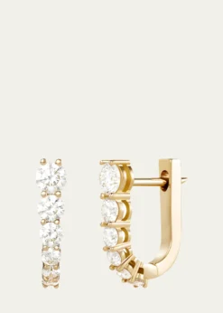 Melissa Kaye18K Yellow Gold Aria U Huggie Hoop Earrings with Diamonds