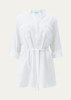 Melissa OdabashLacey Cotton-Linen Mini Shirtdress Coverup