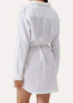 Melissa OdabashLacey Cotton-Linen Mini Shirtdress Coverup