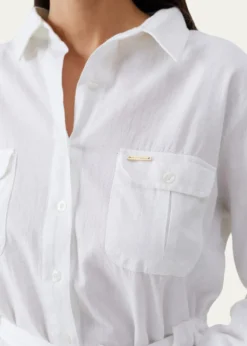 Melissa OdabashLacey Cotton-Linen Mini Shirtdress Coverup