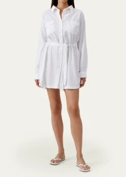 Melissa OdabashLacey Cotton-Linen Mini Shirtdress Coverup