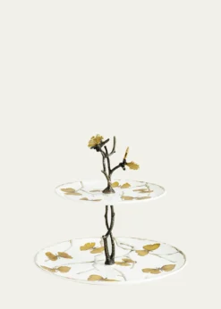 Michael AramButterfly Ginkgo 2-Tier Porcelain Etagere