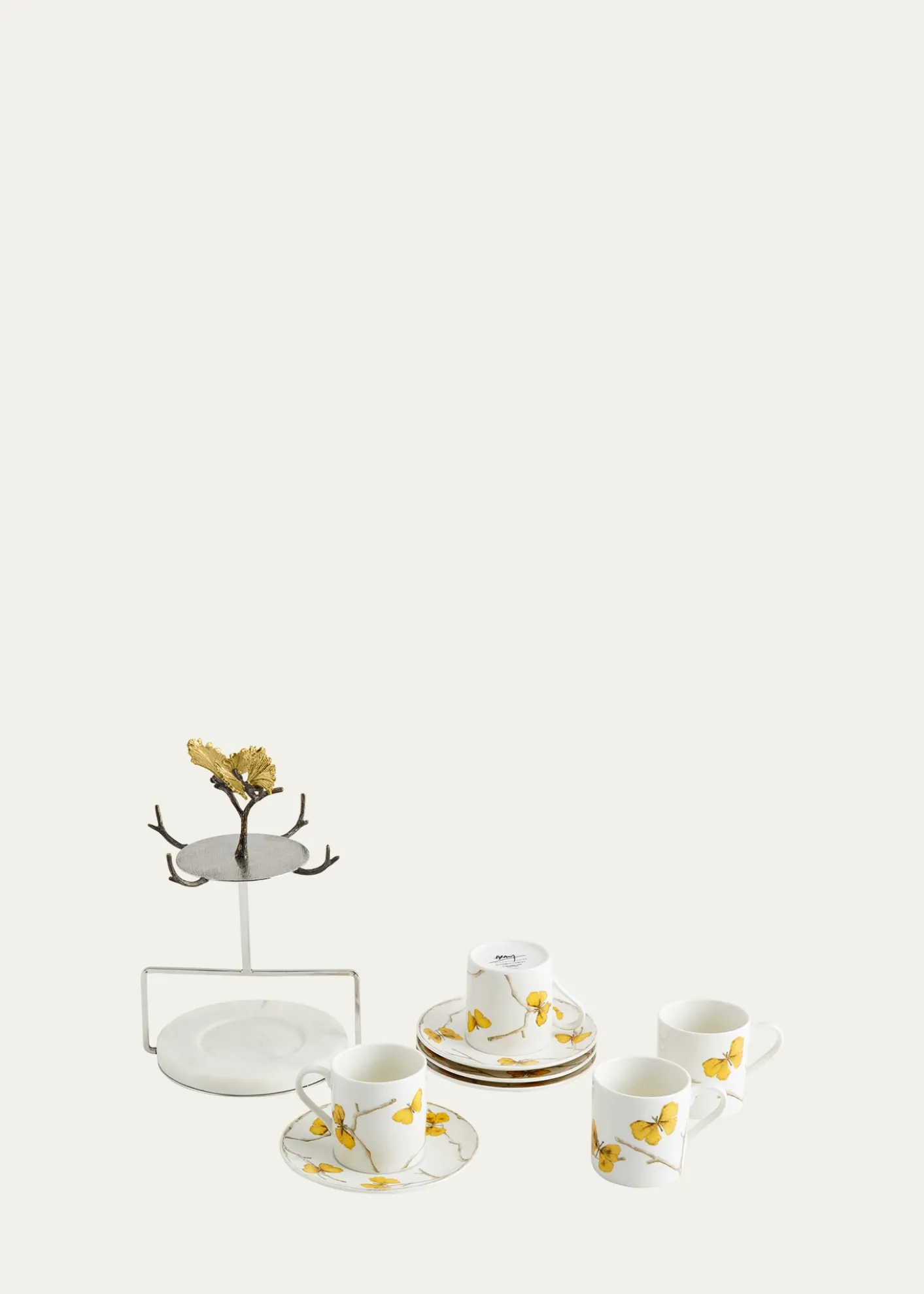 Michael AramButterfly Ginkgo Demitasse Set with Stand