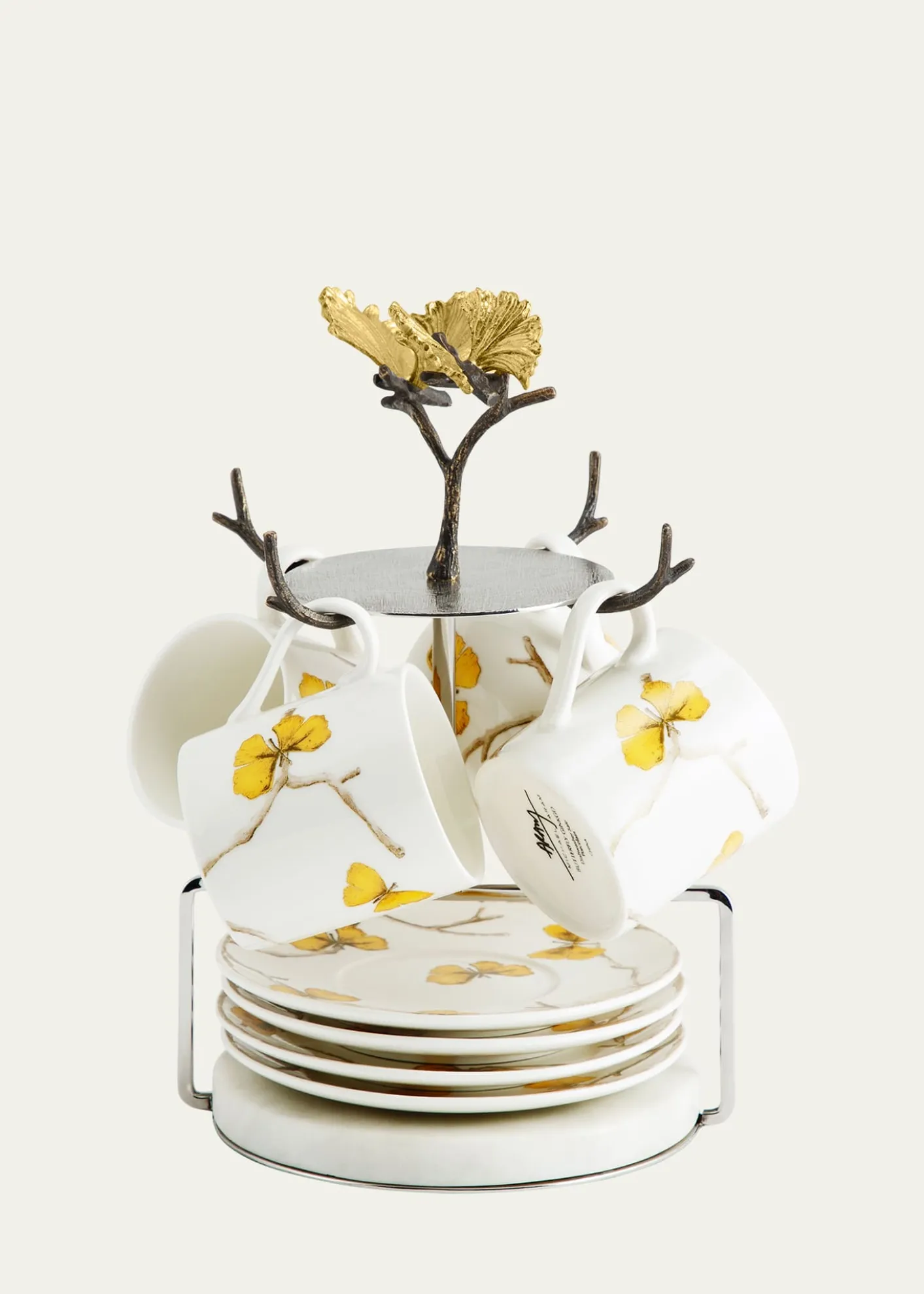 Michael AramButterfly Ginkgo Demitasse Set with Stand