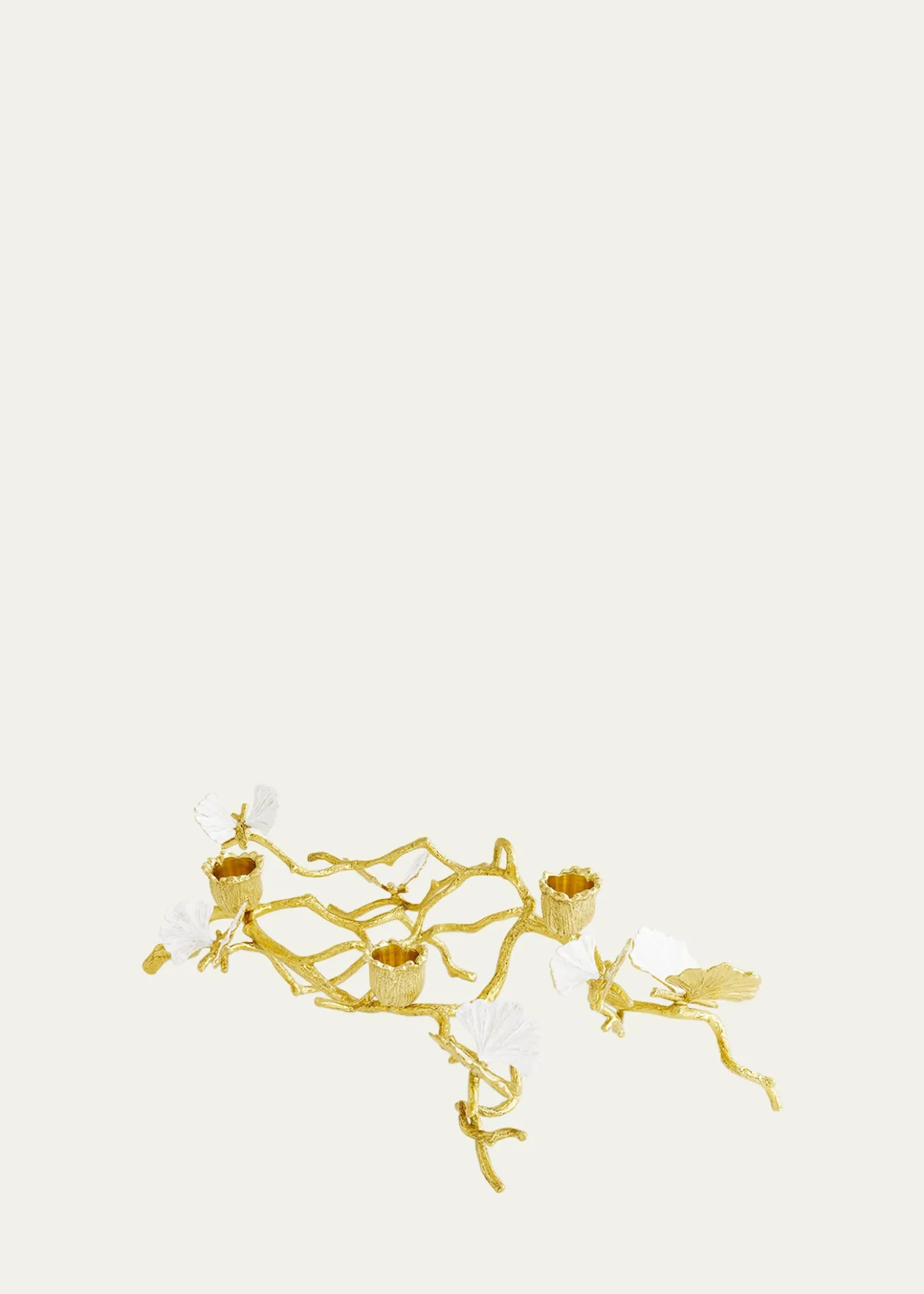 Michael AramButterfly Ginkgo White & Gold Low Candleholders