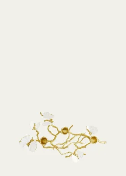 Michael AramButterfly Ginkgo White & Gold Low Candleholders