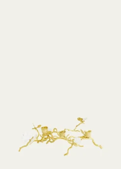 Michael AramButterfly Ginkgo White & Gold Low Candleholders