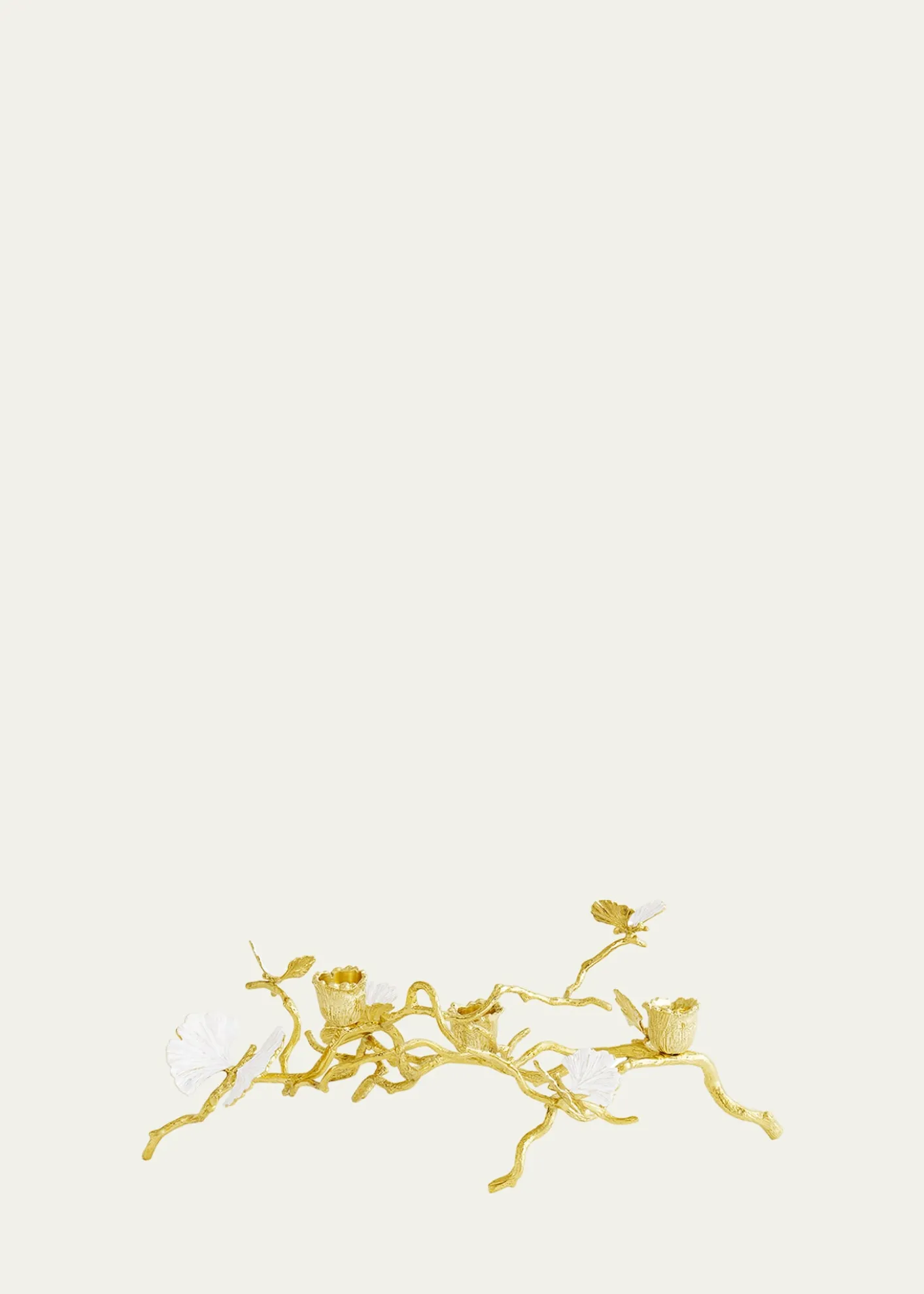 Michael AramButterfly Ginkgo White & Gold Low Candleholders