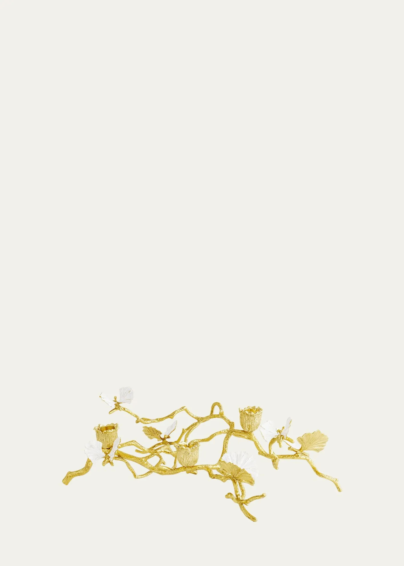 Michael AramButterfly Ginkgo White & Gold Low Candleholders