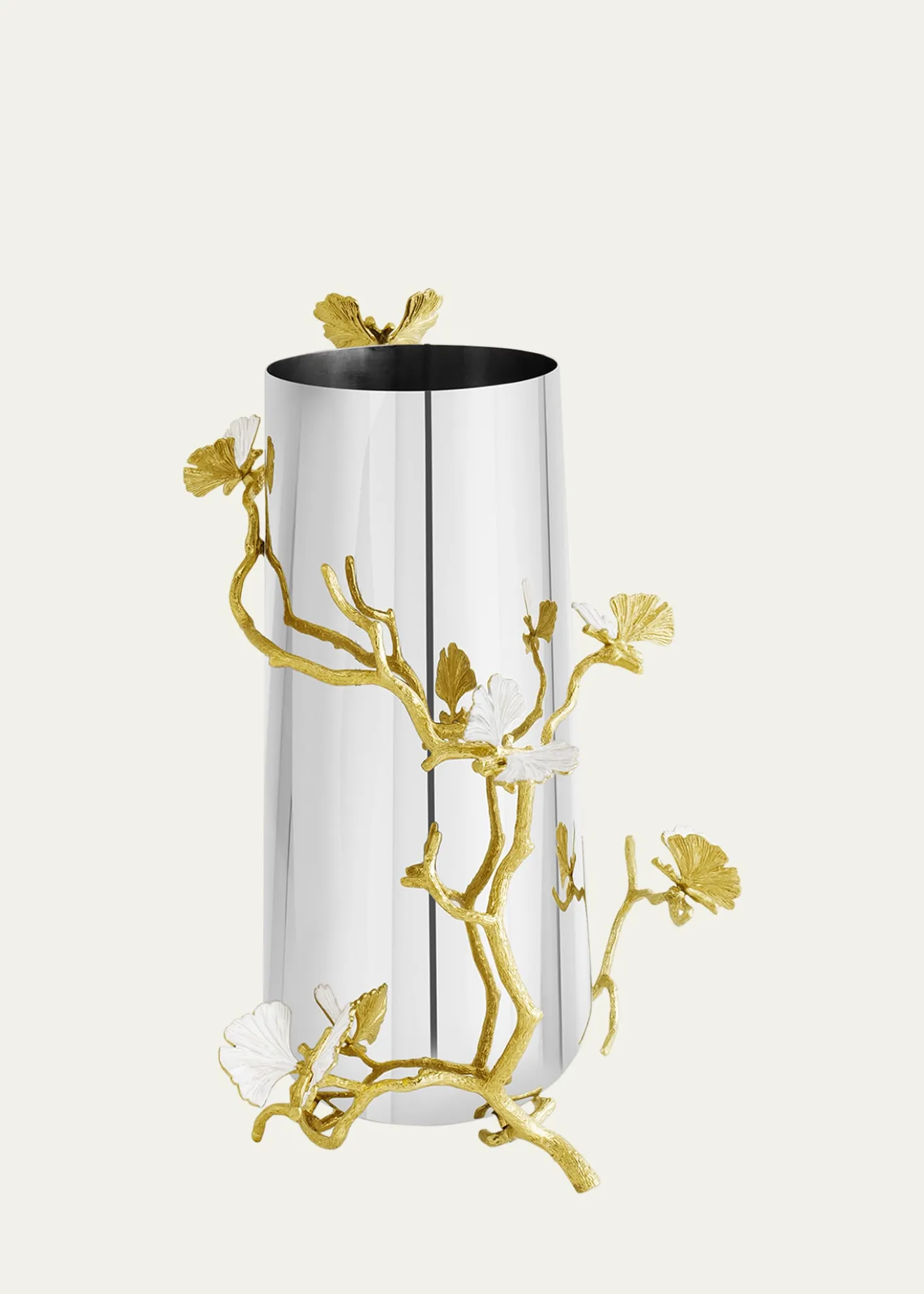 Michael AramButterfly Ginkgo White & Gold Large Vase