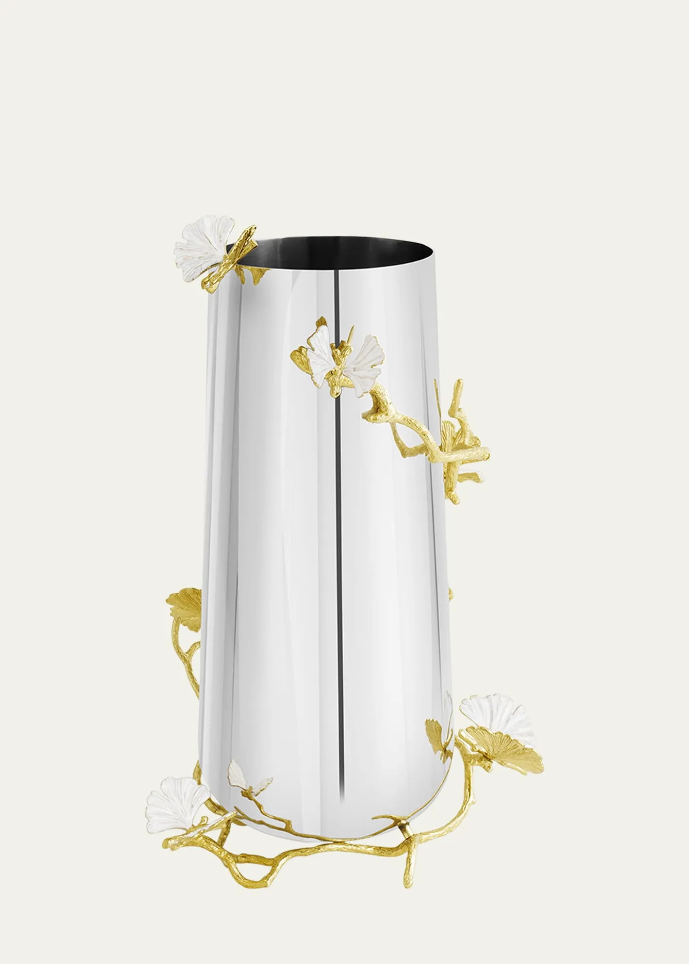 Michael AramButterfly Ginkgo White & Gold Large Vase