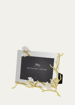 Michael AramButterfly Ginkgo White and Gold Frame, 5" x 7"