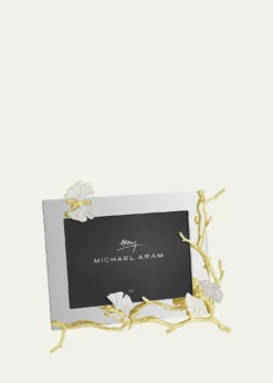 Michael AramButterfly Ginkgo White and Gold Frame, 5" x 7"