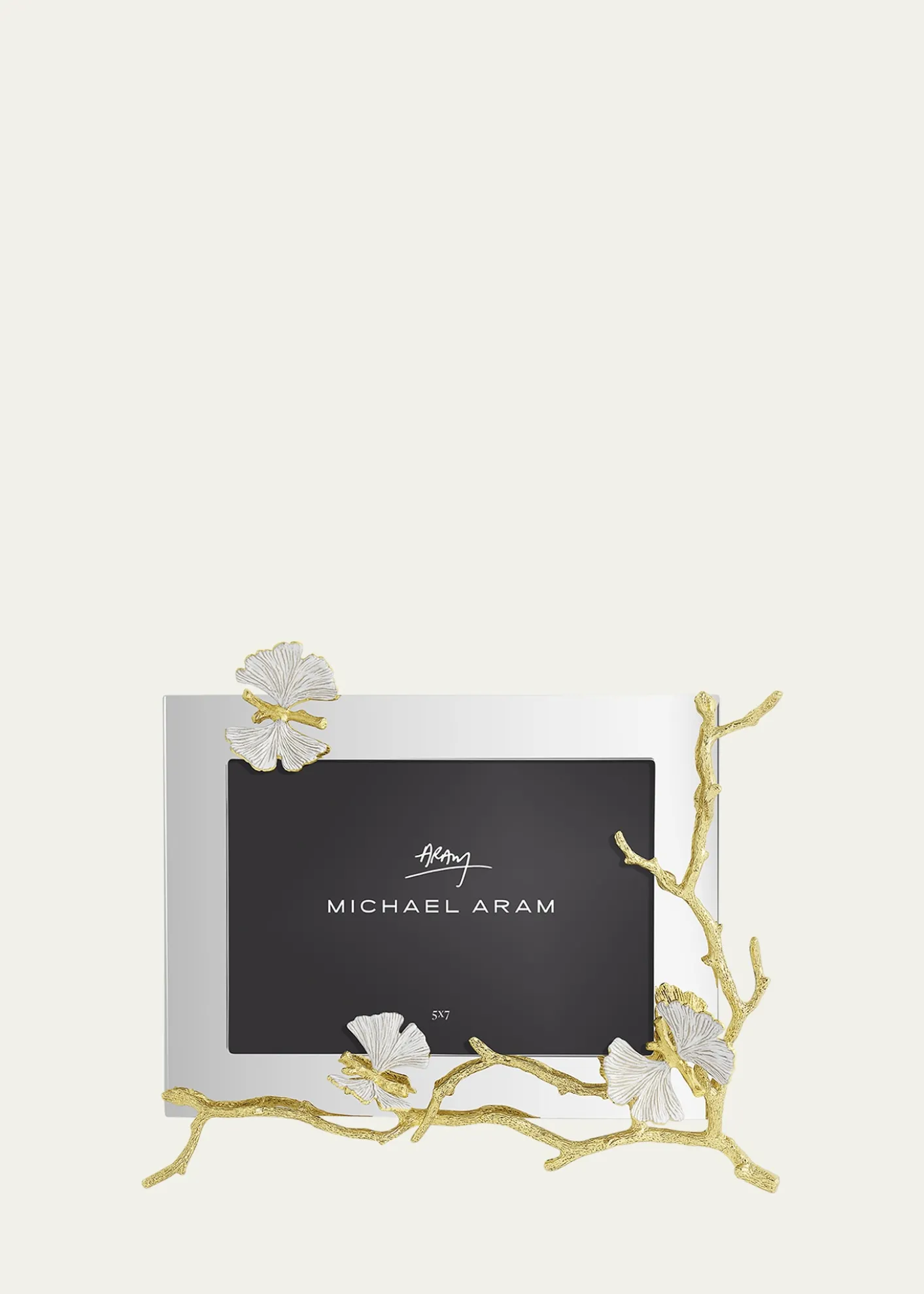 Michael AramButterfly Ginkgo White and Gold Frame, 5" x 7"