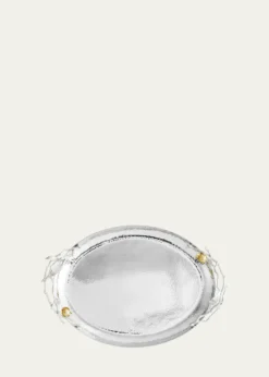 Michael AramPomegranate Silver & Gold Oval Tray with 24K Goldplate