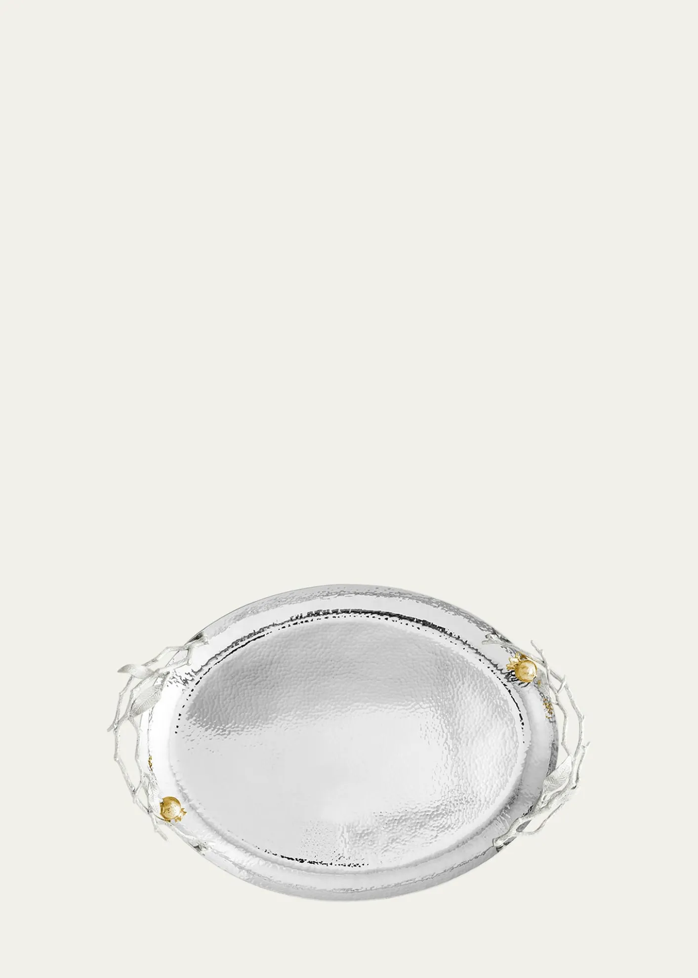 Michael AramPomegranate Silver & Gold Oval Tray with 24K Goldplate
