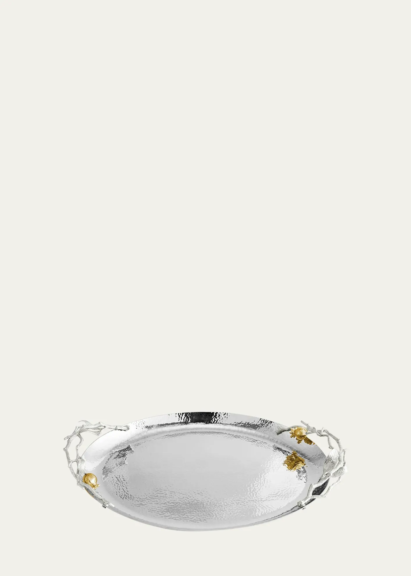 Michael AramPomegranate Silver & Gold Oval Tray with 24K Goldplate