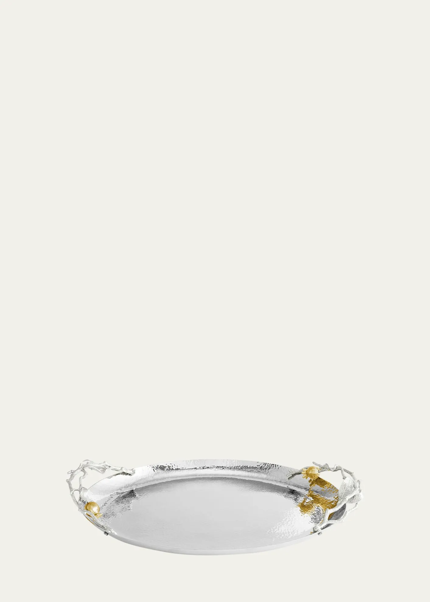 Michael AramPomegranate Silver & Gold Oval Tray with 24K Goldplate