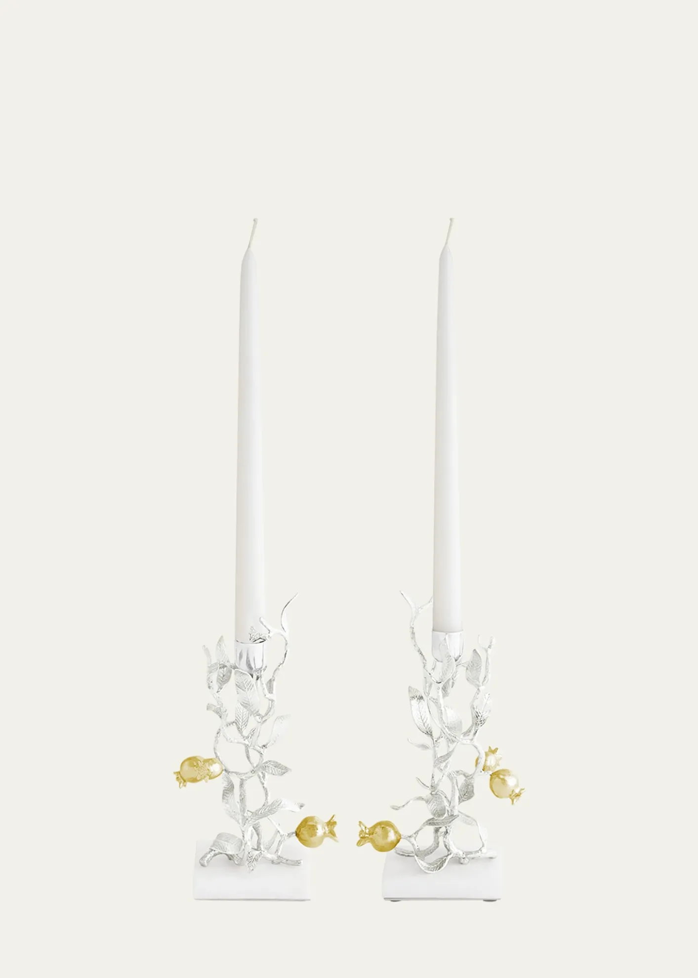 Michael AramPomegranate Silver & Gold Candleholders with 24K Goldplate, Set of 2