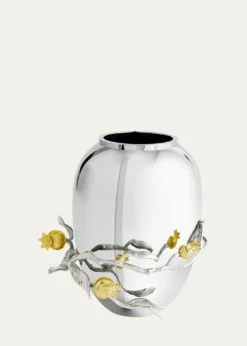 Michael Aram Pomegranate Silver & Gold Medium Vase with 24K Goldplate