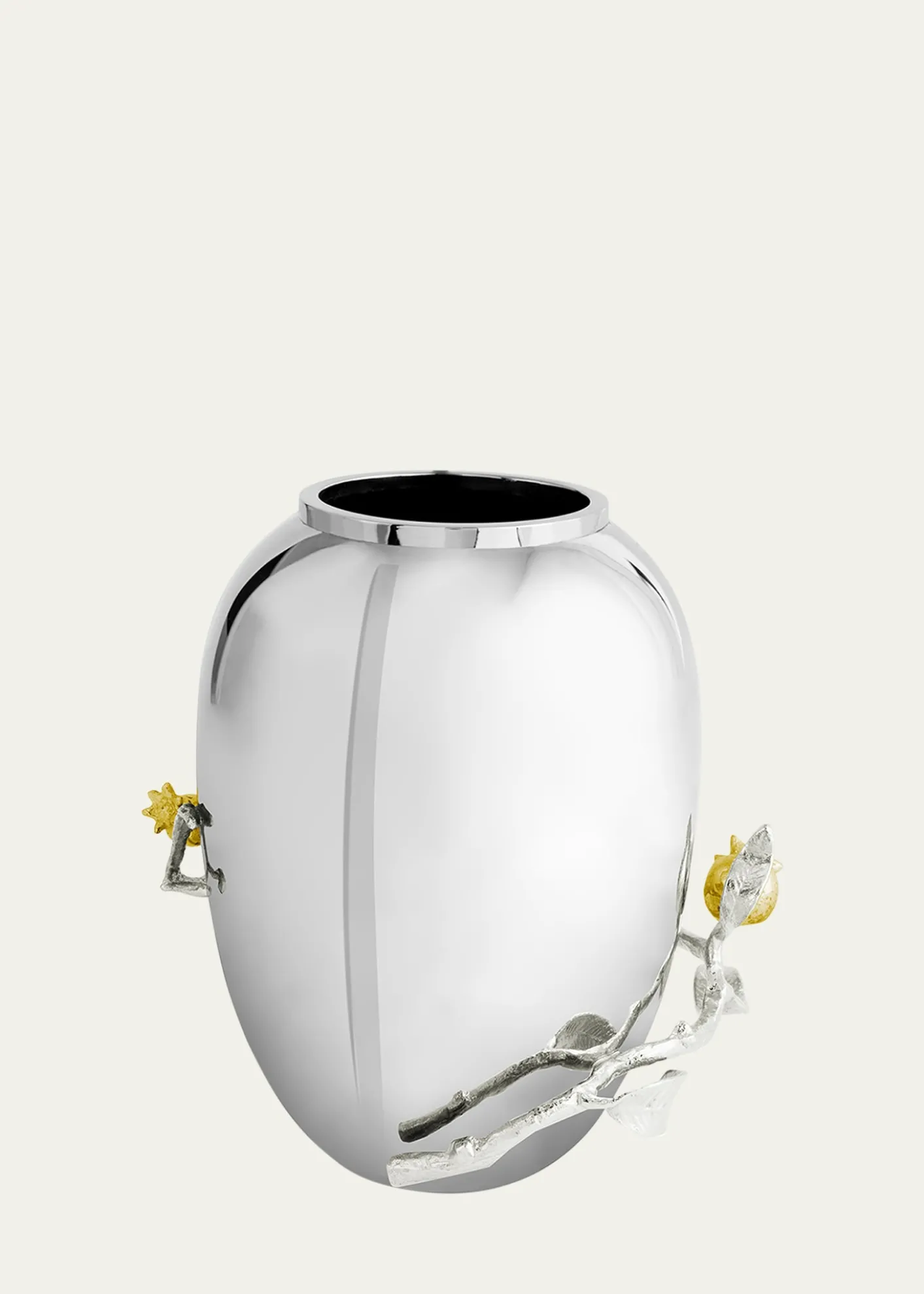 Michael Aram Pomegranate Silver & Gold Medium Vase with 24K Goldplate
