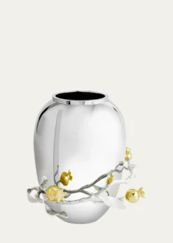 Michael Aram Pomegranate Silver & Gold Medium Vase with 24K Goldplate