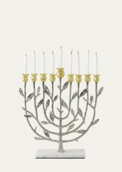 Michael AramPomegranate Silver and Gold Hanukkah Menorah with 24K Gold