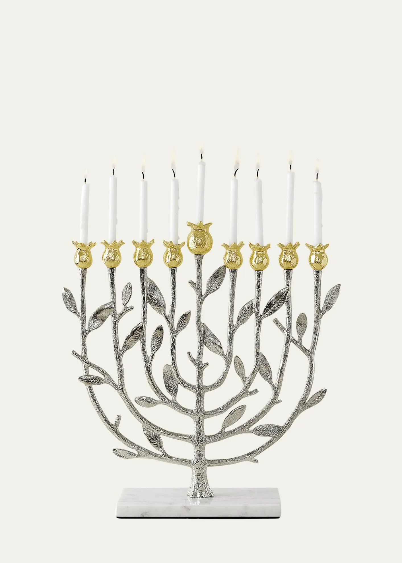 Michael AramPomegranate Silver and Gold Hanukkah Menorah with 24K Gold