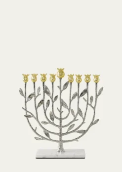 Michael AramPomegranate Silver and Gold Hanukkah Menorah with 24K Gold