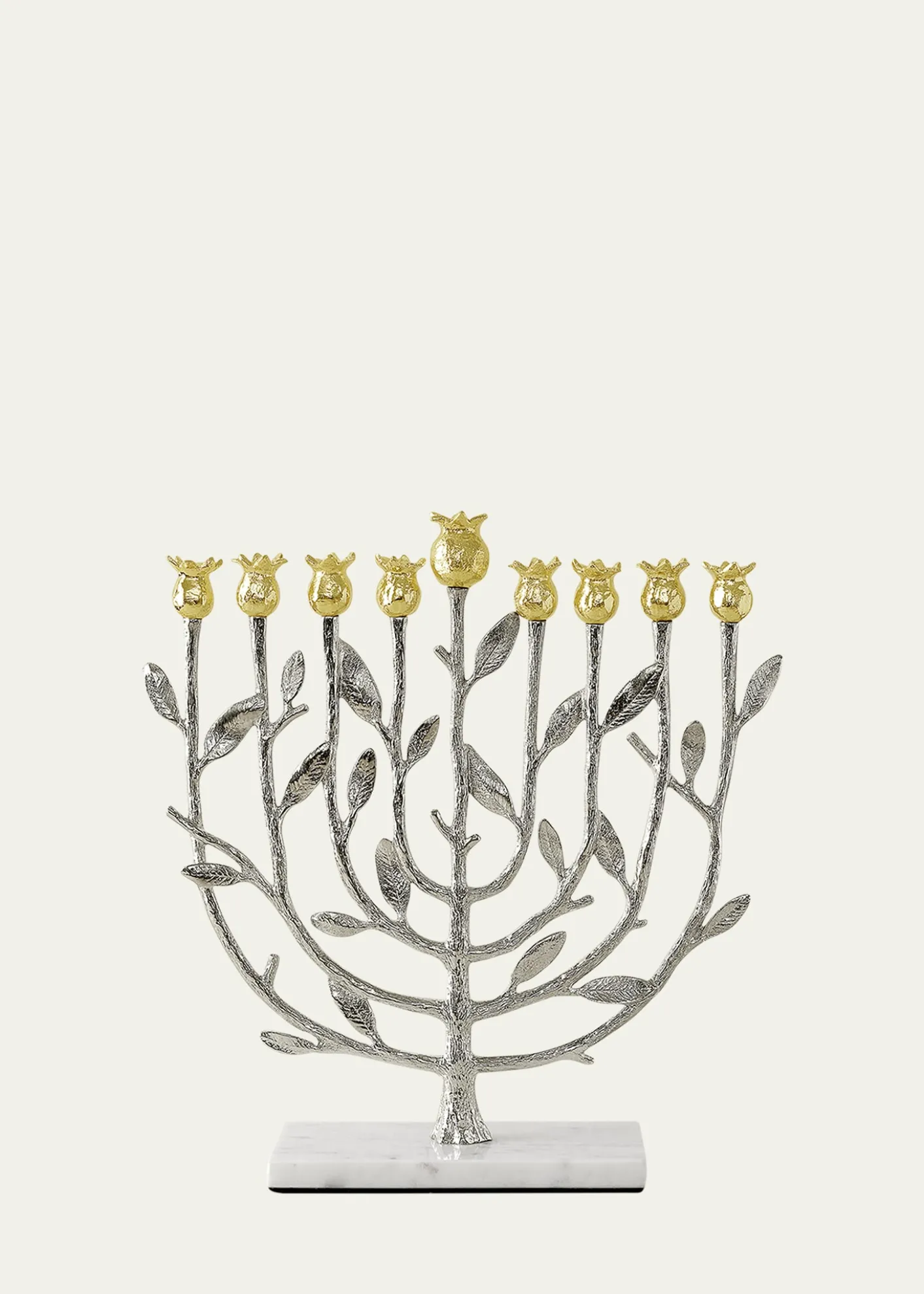 Michael AramPomegranate Silver and Gold Hanukkah Menorah with 24K Gold