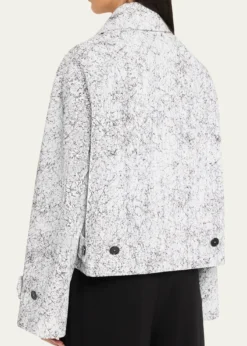 Michael Kors CollectionBalmacaan Cracked-Print Cotton Jacket