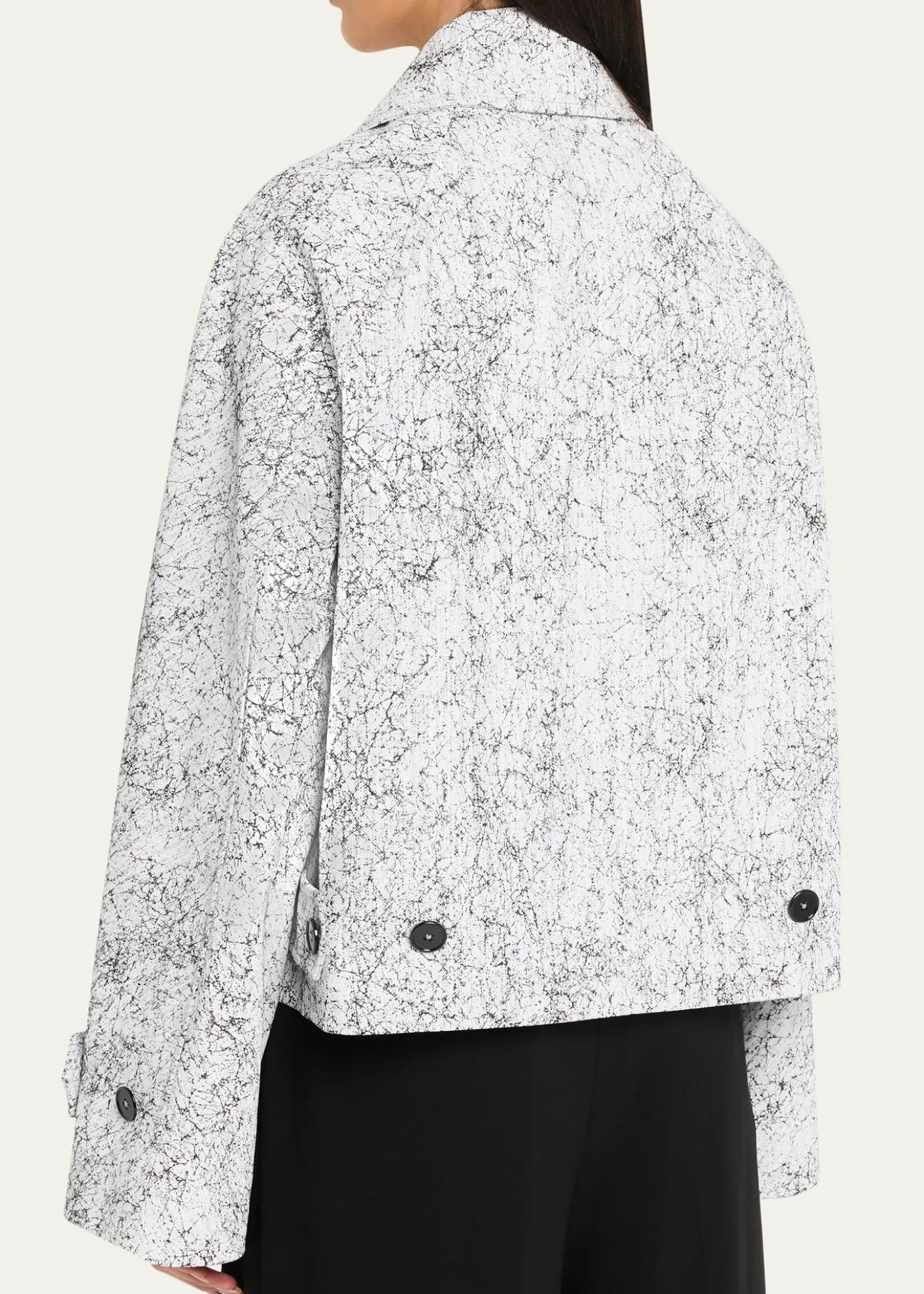 Michael Kors CollectionBalmacaan Cracked-Print Cotton Jacket