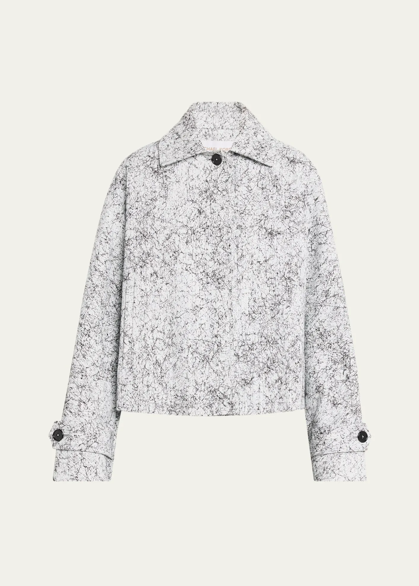 Michael Kors CollectionBalmacaan Cracked-Print Cotton Jacket