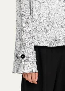 Michael Kors CollectionBalmacaan Cracked-Print Cotton Jacket