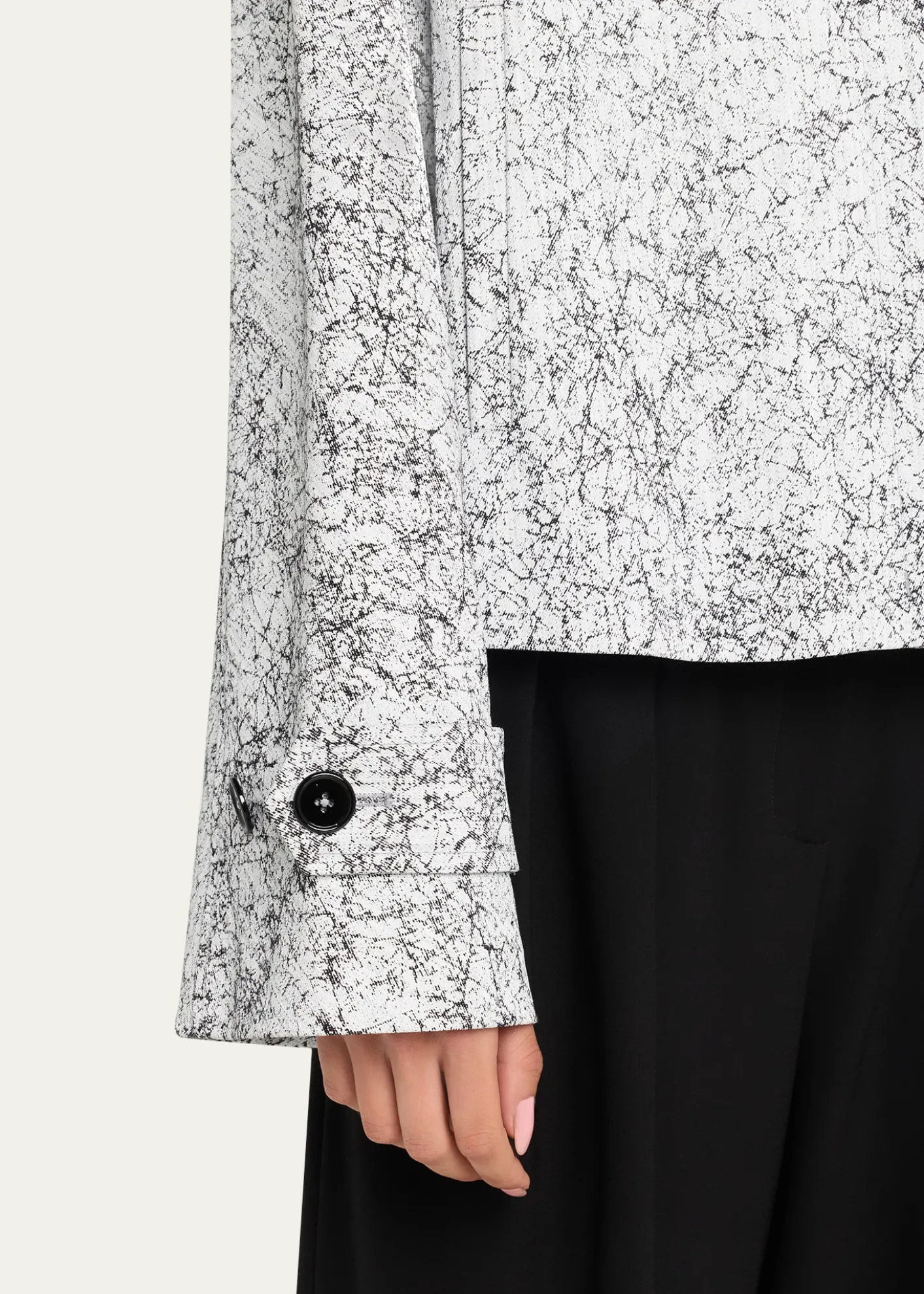 Michael Kors CollectionBalmacaan Cracked-Print Cotton Jacket